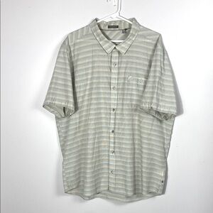 Toad & Co Men's Wonderer Short Sleeve Gray Striped Shirt size XXL